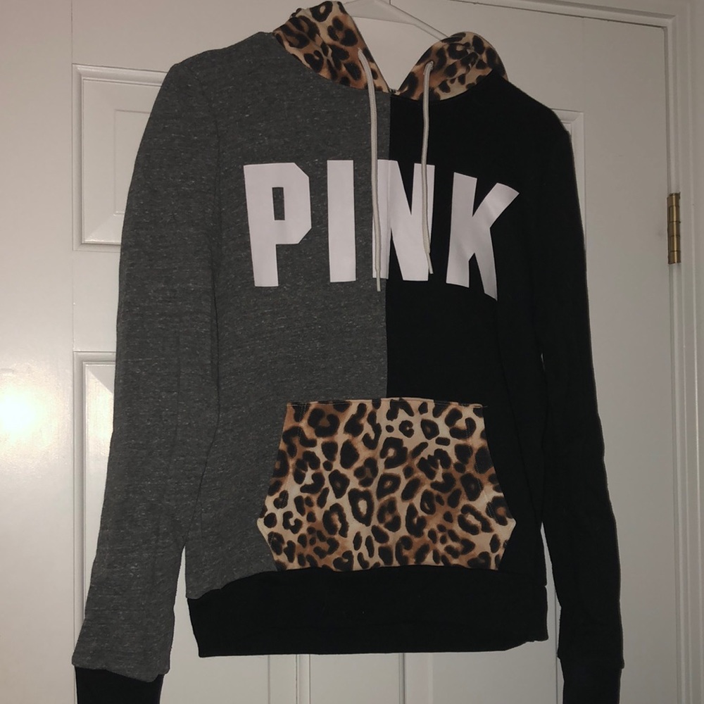 Black/Grey/Cheetah Print PINK Hoodie